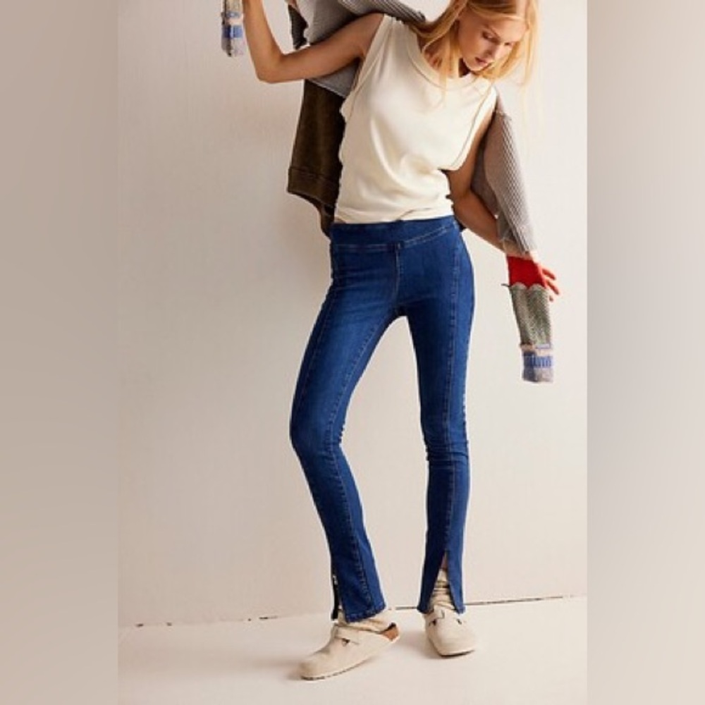 Free People We The Free Double Dutch Pull-On Slit Skinny Jeans